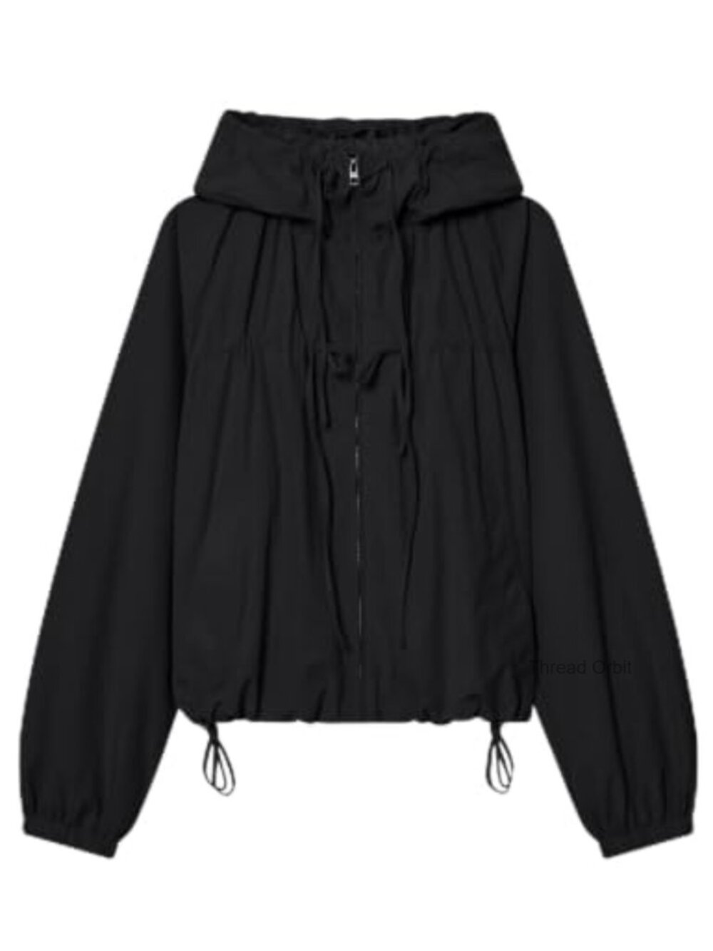 Women's Lightweight Polyester Windbreaker Jacket with Gathered Hood